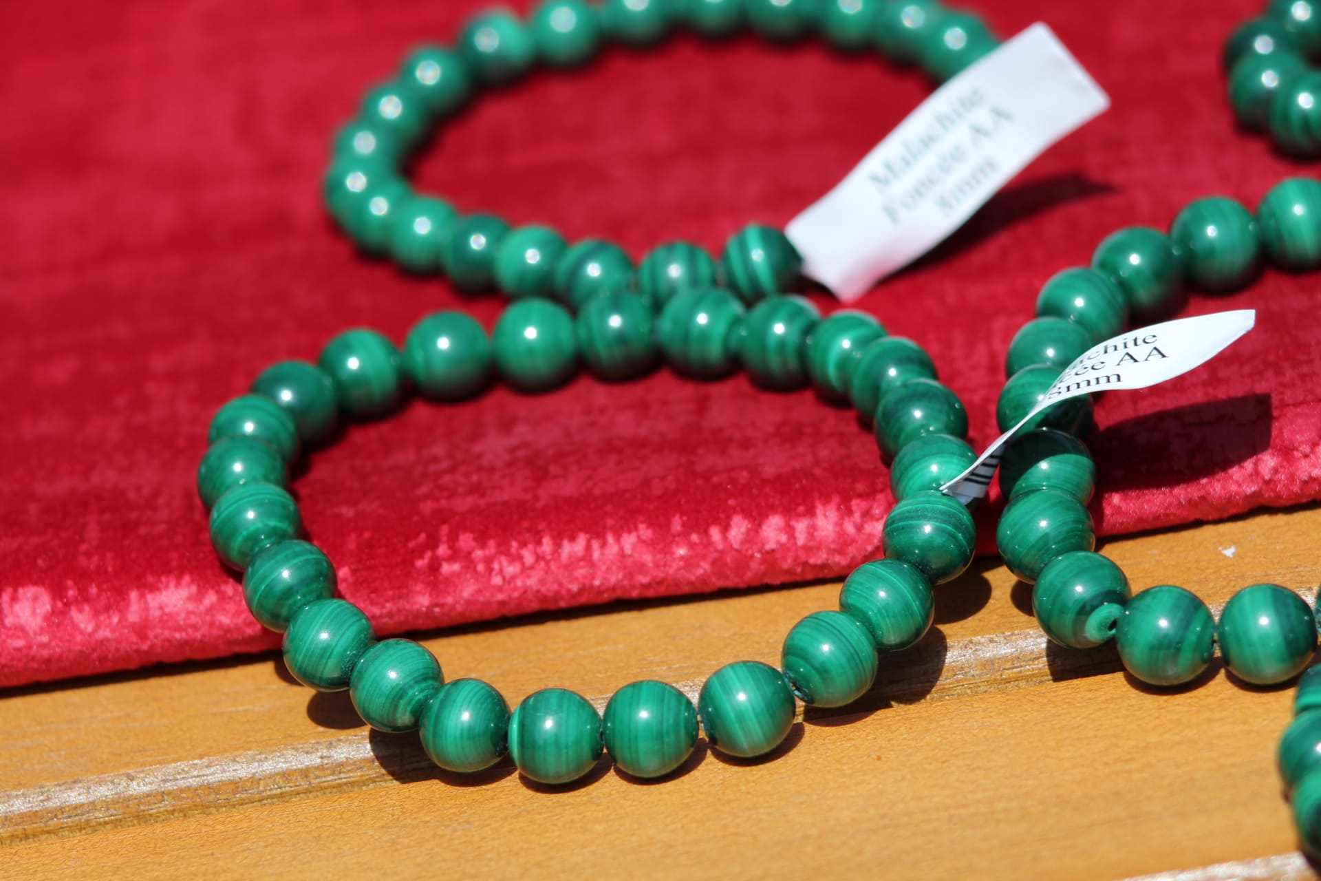 Colliers en malachite verte